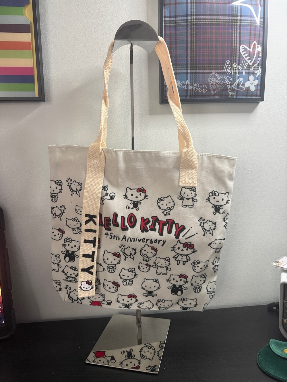 Hello Kitty 45th Anniversary Canvas Tote NIP - Picture 2 of 5